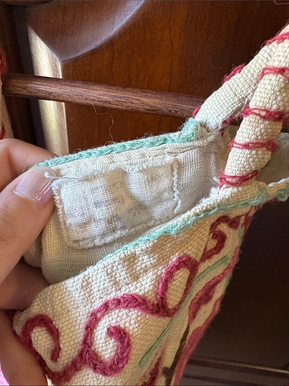 Vintage crewel embroidered floral tote| handmade boho cottagecore canvas purse